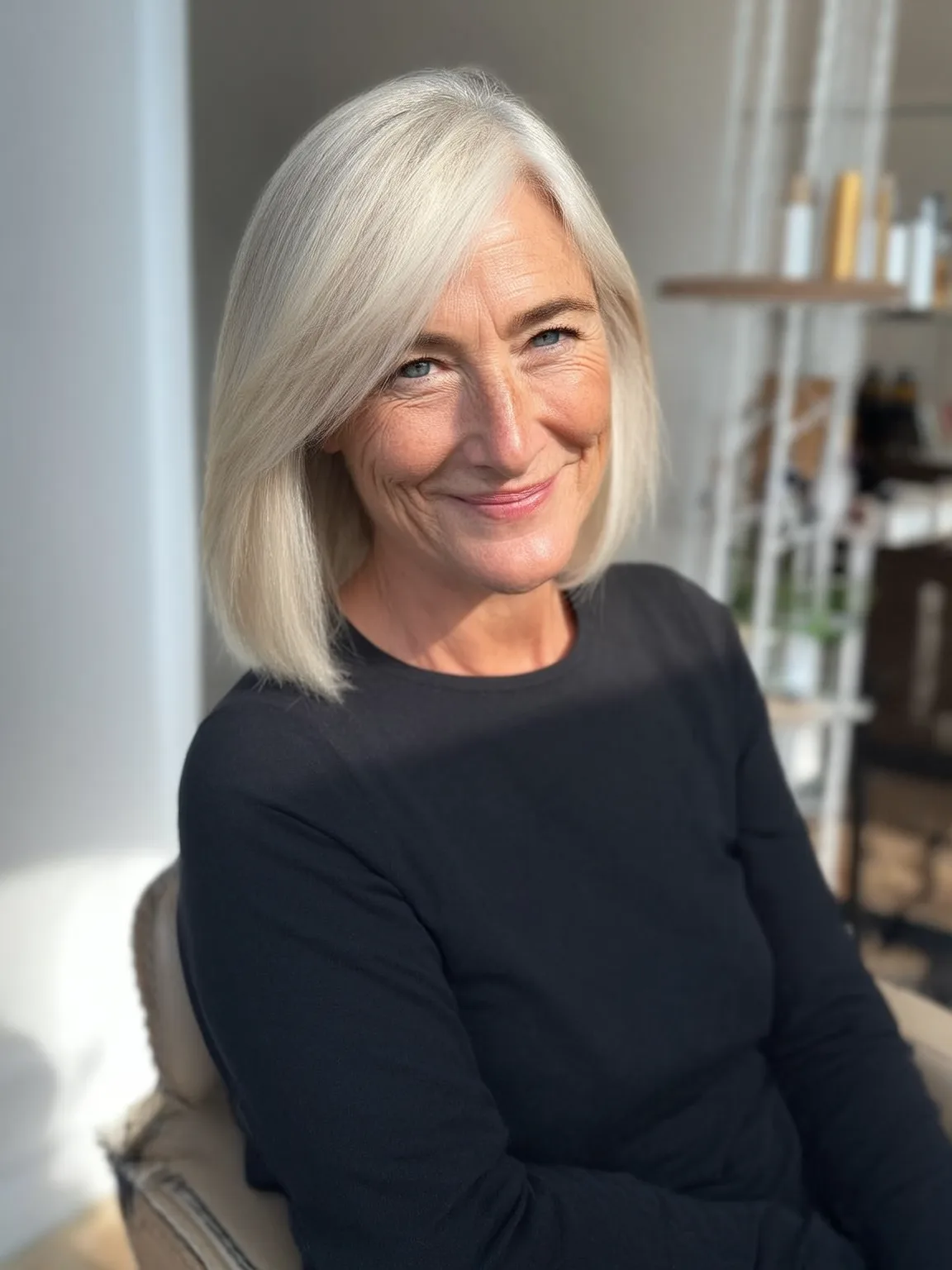 Classic Chin-Length Bob in Silver Frost